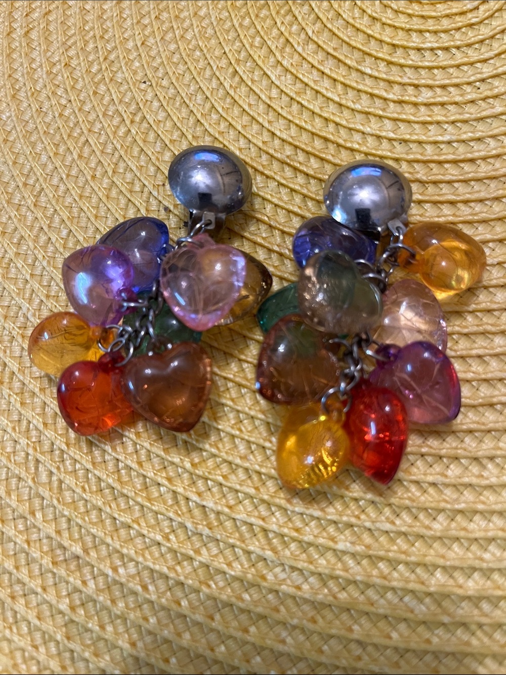 Multi-Color Heart Cluster Drop Earrings - Women Jewelry